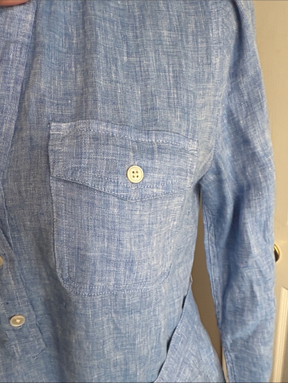 Talbots Light Blue Long Sleeve Shirt Dress with Belt - Picture 4 of 11